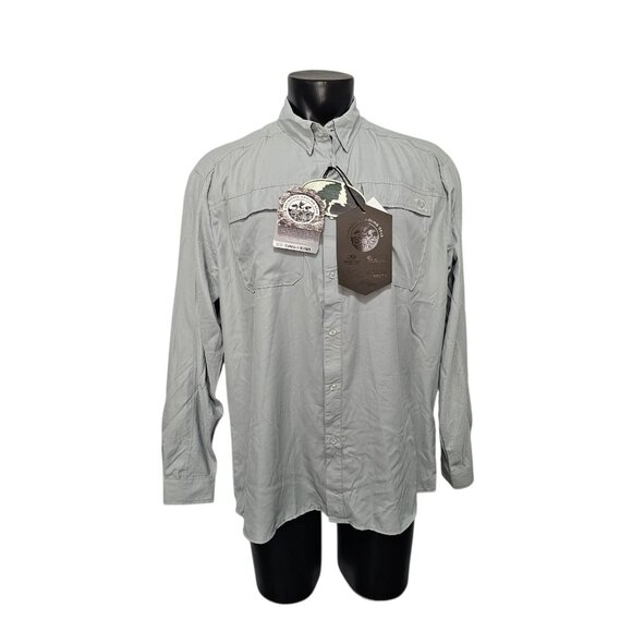 Mossy Oak Other - EAG Elite Mens Button Down Fishing Shirt Vented Back Size XL Gray Mossy Oak